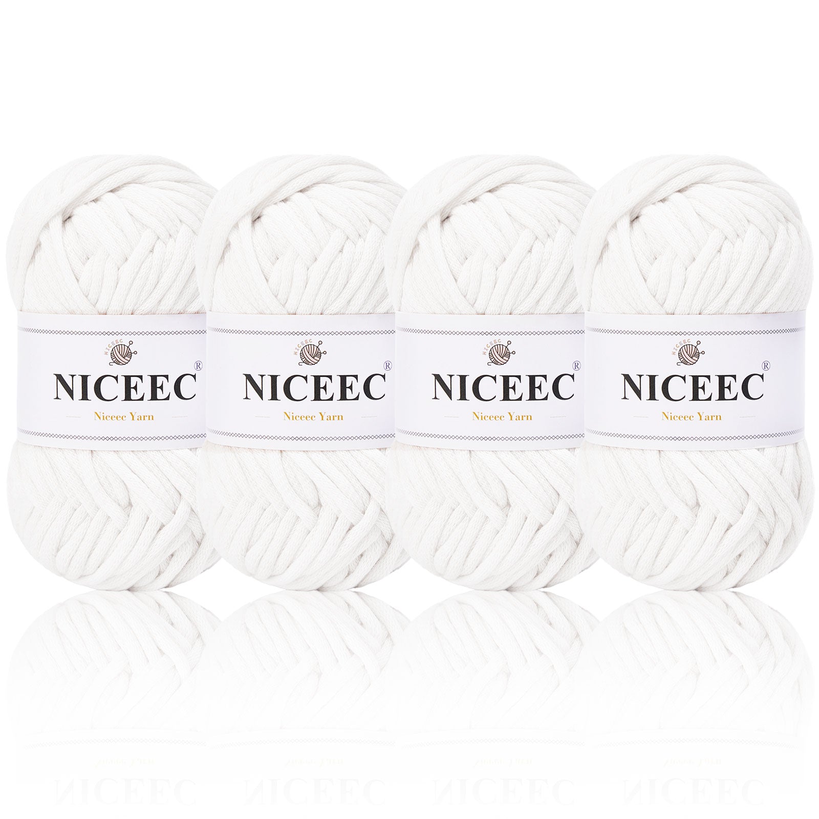 NICEEC 4 Skeins Crochet Yarn Soft Knitting Yarn for Beginners Cotton-Nylon Blend Yarn Easy-Use Yarn for Starters Crochet Kit Making Yarn for DIY Craft Total Length 4×55yds(4×1.76oz)