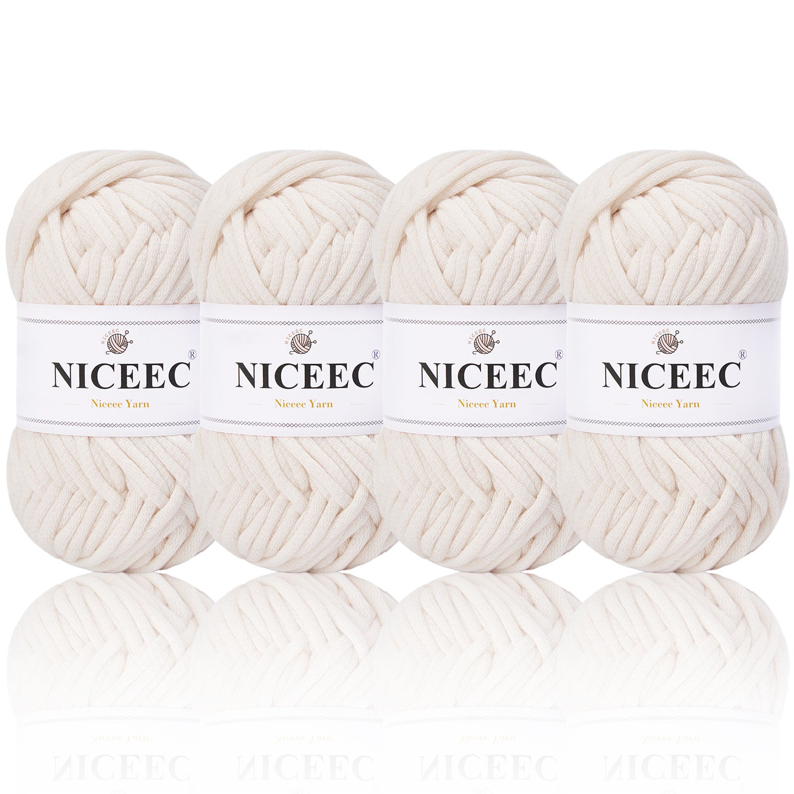 NICEEC 4 Skeins Crochet Yarn Soft Knitting Yarn for Beginners Cotton-Nylon Blend Yarn Easy-Use Yarn for Starters Crochet Kit Making Yarn for DIY Craft Total Length 4×55yds(4×1.76oz)