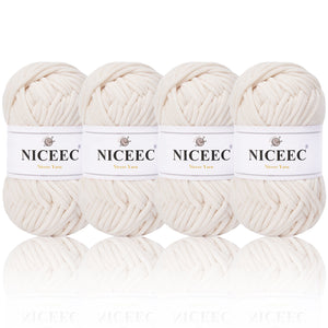 NICEEC 4 Skeins Crochet Yarn Soft Knitting Yarn for Beginners Cotton-Nylon Blend Yarn Easy-Use Yarn for Starters Crochet Kit Making Yarn for DIY Craft Total Length 4×55yds(4×1.76oz)
