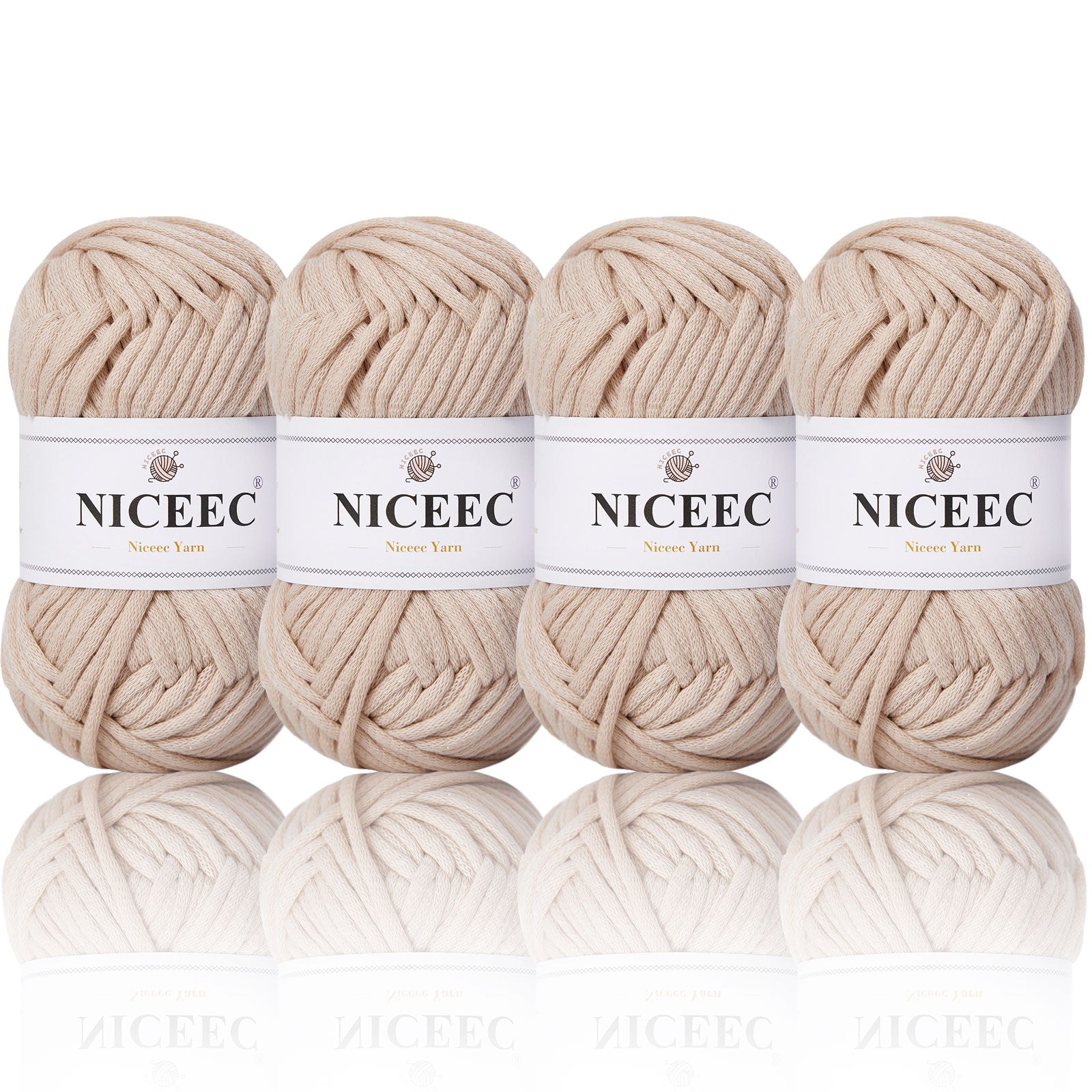NICEEC 4 Skeins Crochet Yarn Soft Knitting Yarn for Beginners Cotton-Nylon Blend Yarn Easy-Use Yarn for Starters Crochet Kit Making Yarn for DIY Craft Total Length 4×55yds(4×1.76oz)
