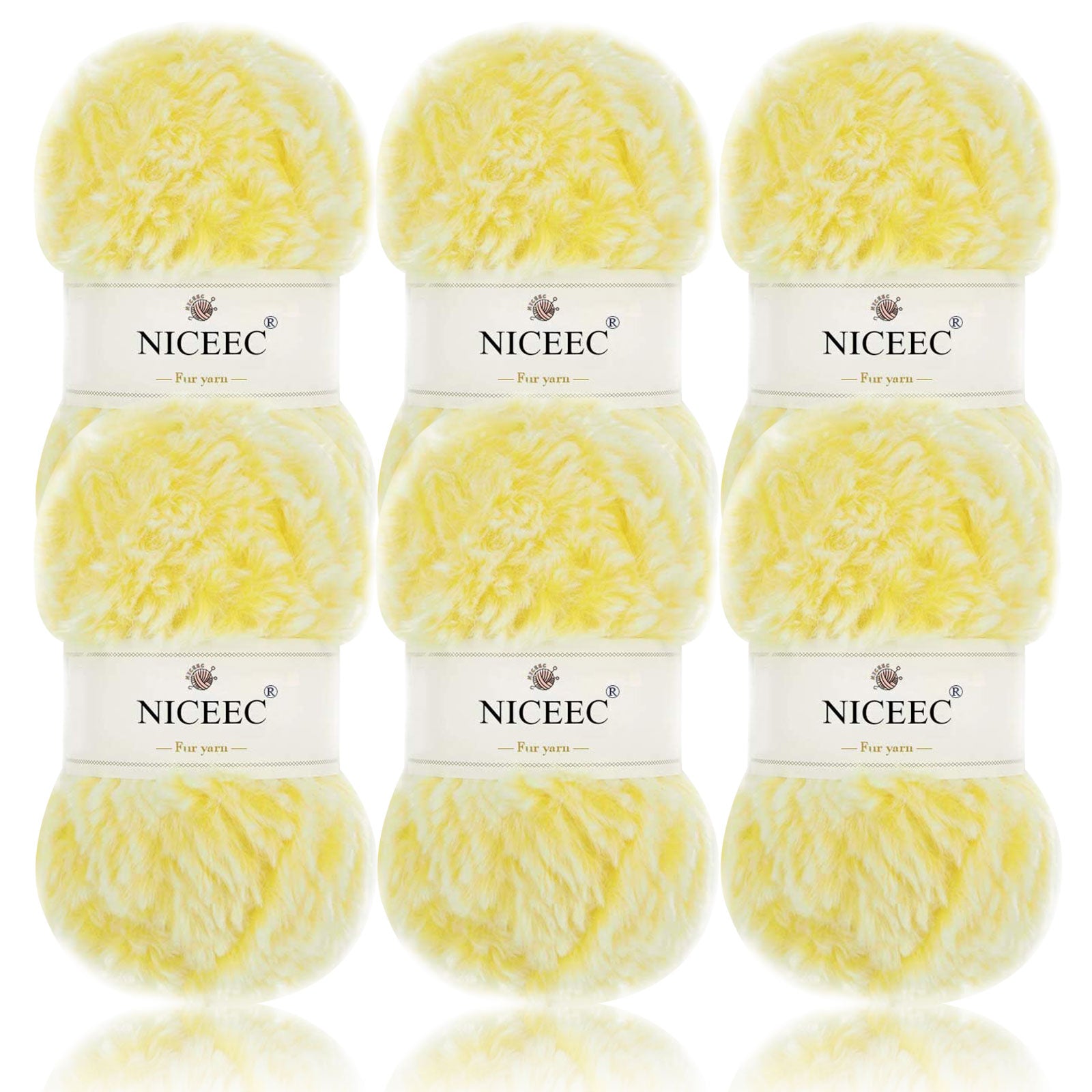 NICEEC - 2 madejas de hilo de pelo sintético supersuave, grueso y esponjoso, para tejer a crochet - Longitud total: 2 x 32 m (2 x 35 yardas, 50 g x 2) 