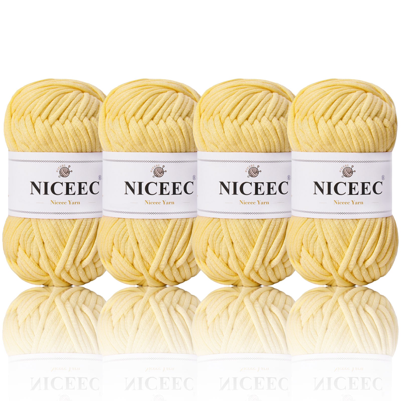 NICEEC 4 Skeins Crochet Yarn Soft Knitting Yarn for Beginners Cotton-Nylon Blend Yarn Easy-Use Yarn for Starters Crochet Kit Making Yarn for DIY Craft Total Length 4×55yds(4×1.76oz)