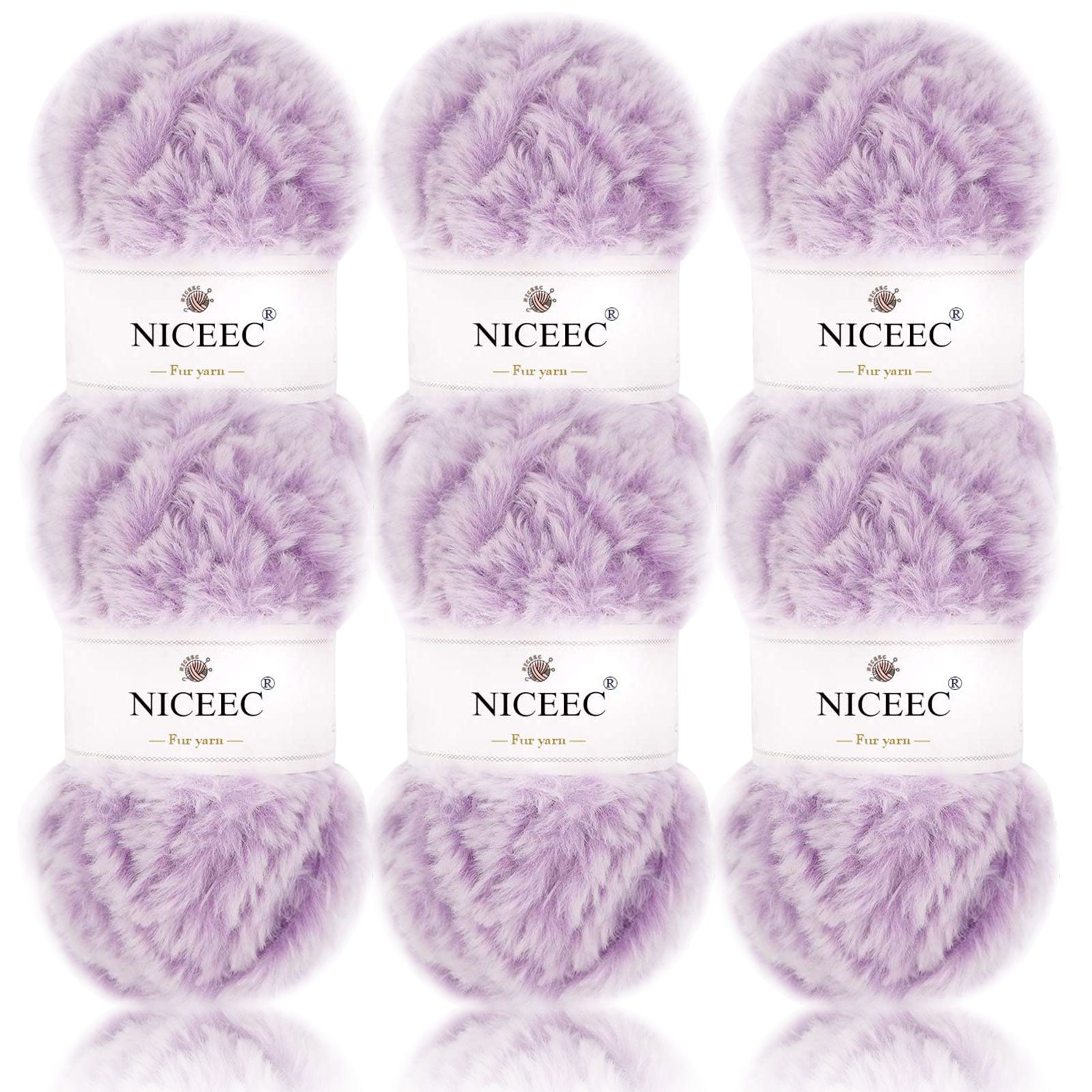 NICEEC - 2 madejas de hilo de pelo sintético supersuave, grueso y esponjoso, para tejer a crochet - Longitud total: 2 x 32 m (2 x 35 yardas, 50 g x 2) 
