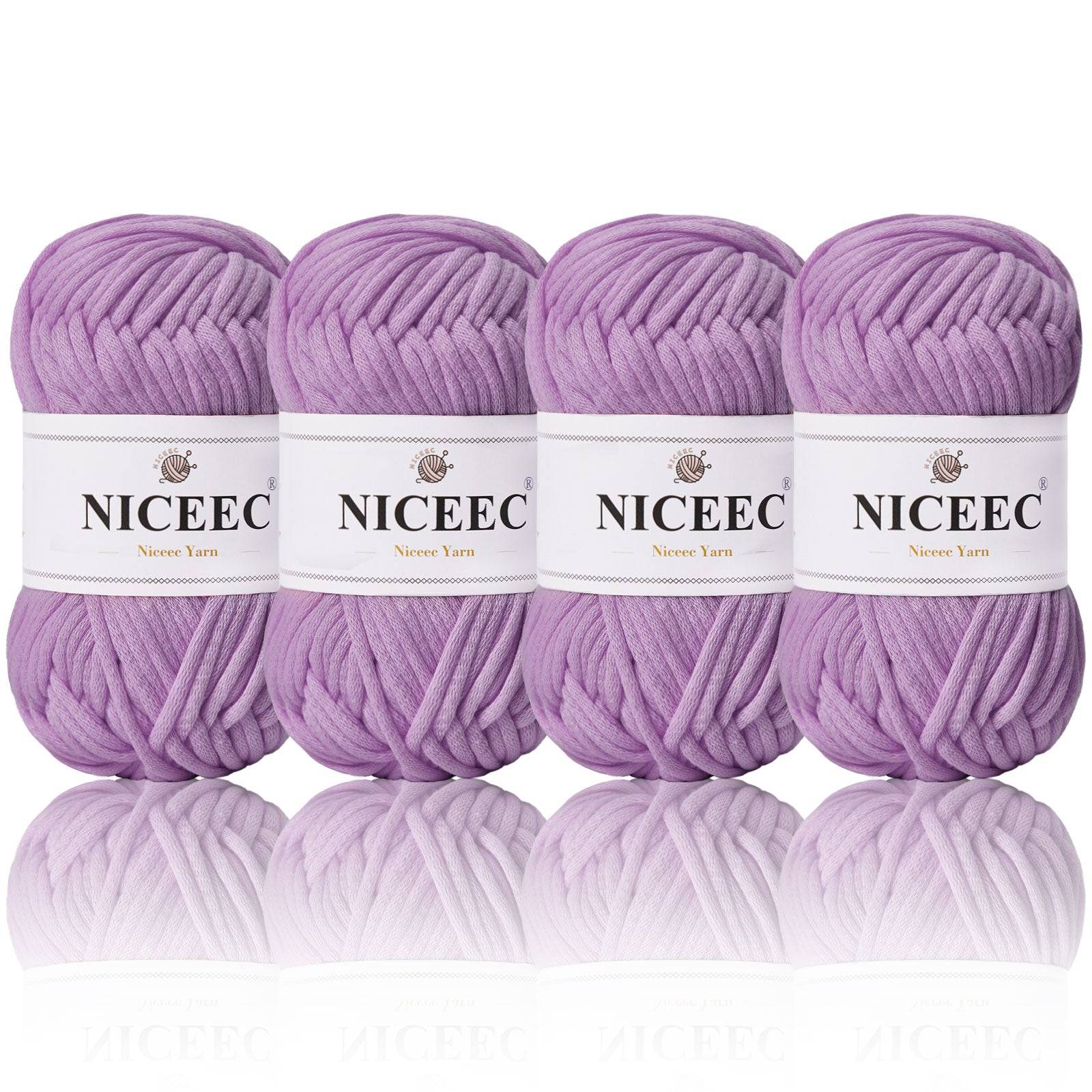 NICEEC 4 Skeins Crochet Yarn Soft Knitting Yarn for Beginners Cotton-Nylon Blend Yarn Easy-Use Yarn for Starters Crochet Kit Making Yarn for DIY Craft Total Length 4×55yds(4×1.76oz)