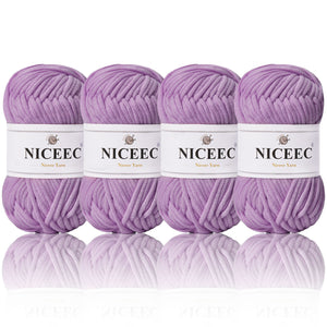 NICEEC 4 Skeins Crochet Yarn Soft Knitting Yarn for Beginners Cotton-Nylon Blend Yarn Easy-Use Yarn for Starters Crochet Kit Making Yarn for DIY Craft Total Length 4×55yds(4×1.76oz)
