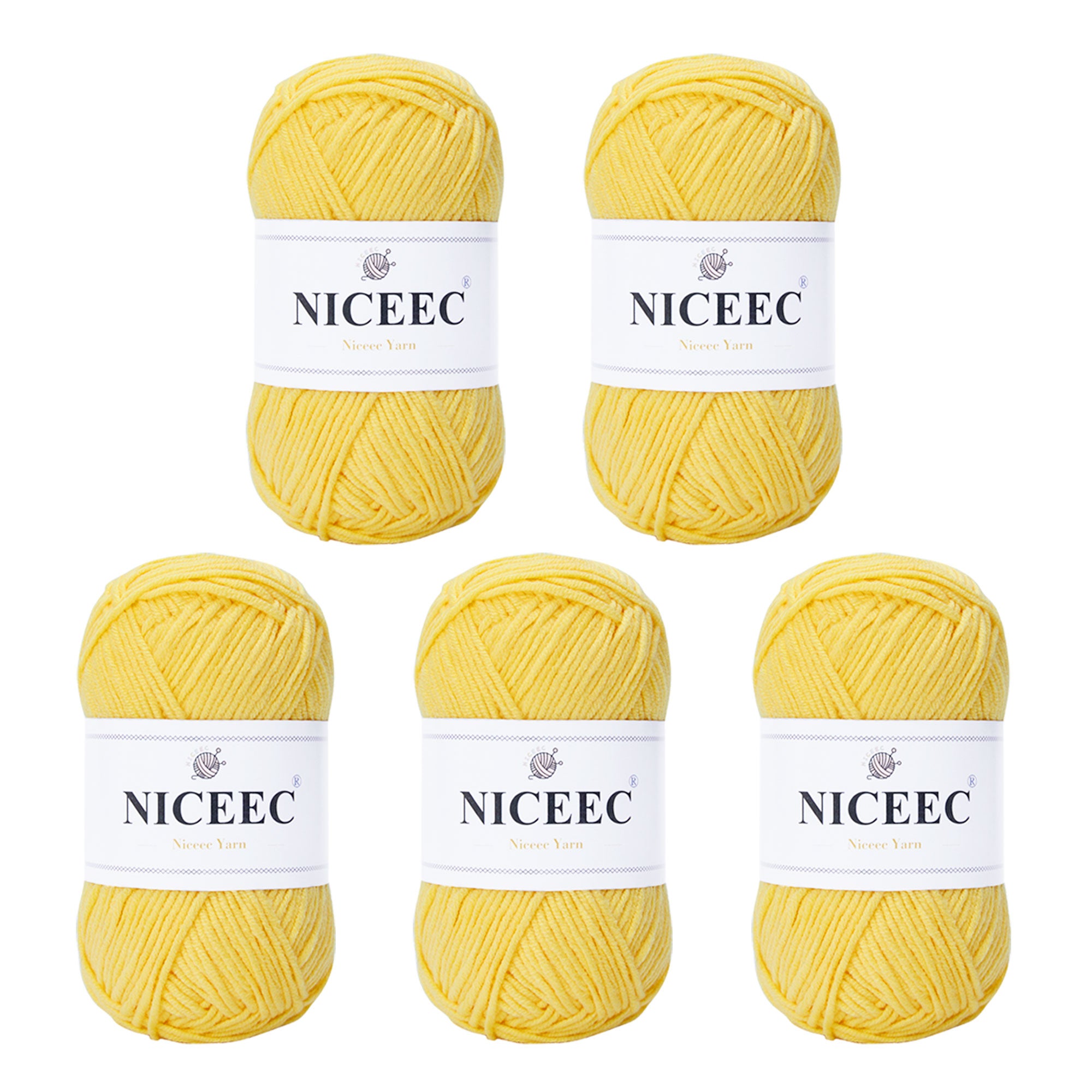 NICEEC 5 Skeins Cotton Blend Yarn Soft Yarn for Crocheting Baby Blanket Yarn for Knitting Easy Use 4 Ply Yarn Multicolored Yarn for DIY Craft