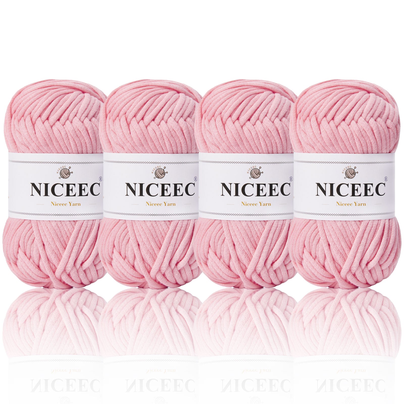 NICEEC 4 Skeins Crochet Yarn Soft Knitting Yarn for Beginners Cotton-Nylon Blend Yarn Easy-Use Yarn for Starters Crochet Kit Making Yarn for DIY Craft Total Length 4×55yds(4×1.76oz)