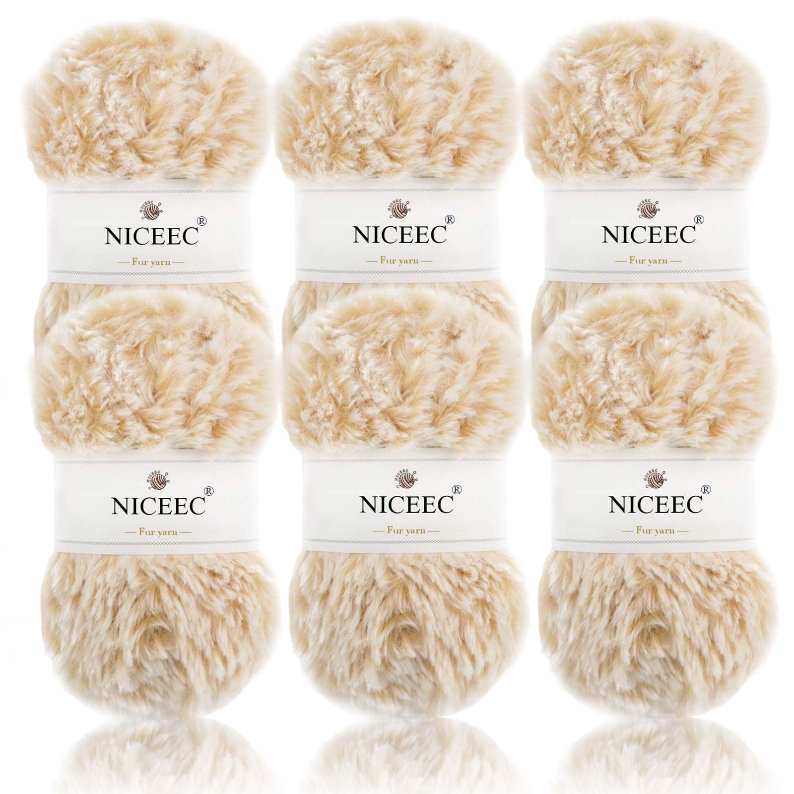 NICEEC - 2 madejas de hilo de pelo sintético supersuave, grueso y esponjoso, para tejer a crochet - Longitud total: 2 x 32 m (2 x 35 yardas, 50 g x 2) 