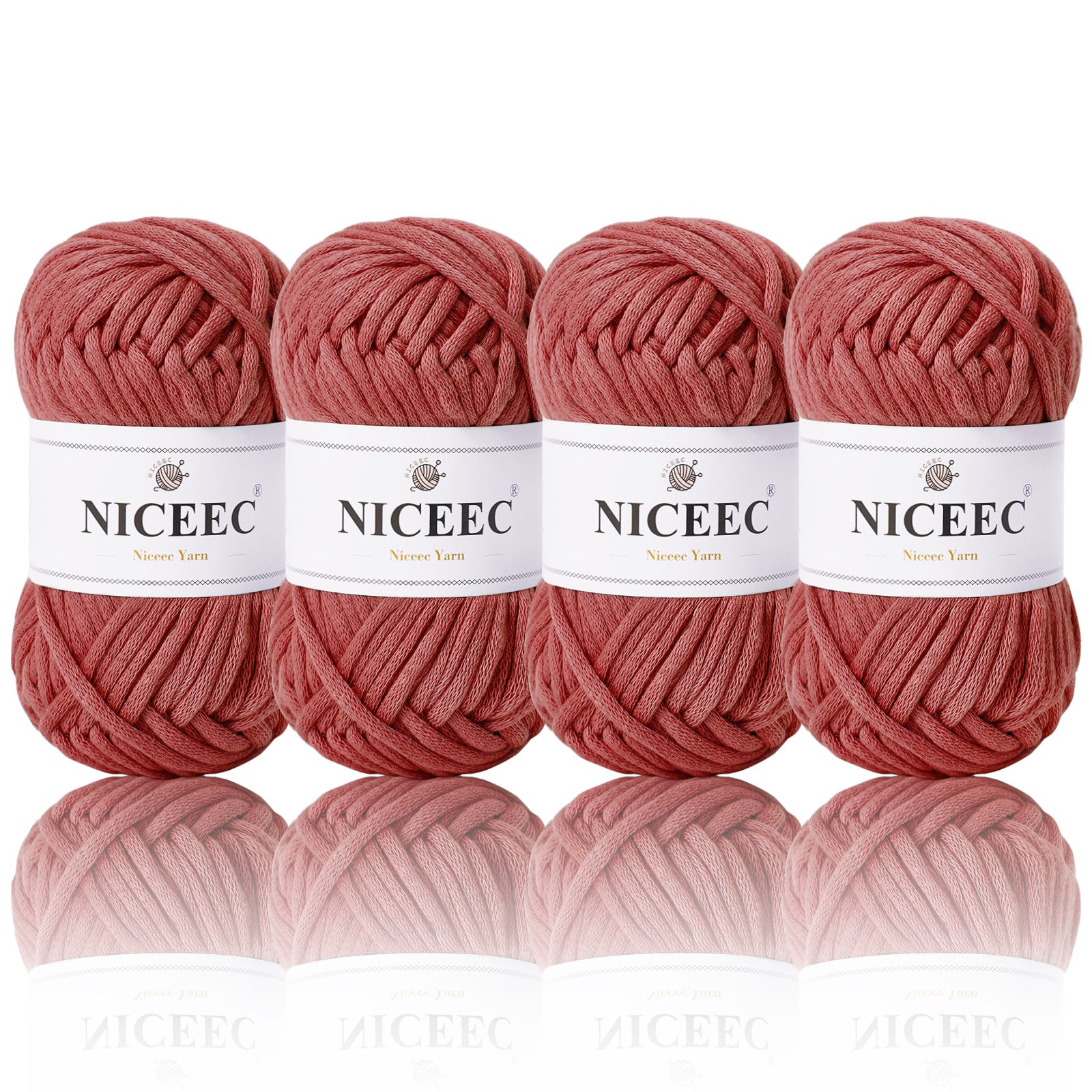 NICEEC 4 Skeins Crochet Yarn Soft Knitting Yarn for Beginners Cotton-Nylon Blend Yarn Easy-Use Yarn for Starters Crochet Kit Making Yarn for DIY Craft Total Length 4×55yds(4×1.76oz)
