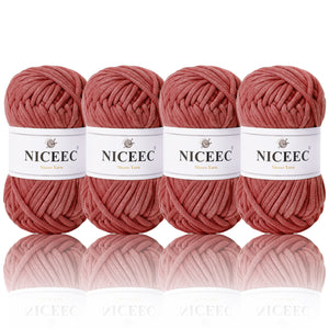 NICEEC 4 Skeins Crochet Yarn Soft Knitting Yarn for Beginners Cotton-Nylon Blend Yarn Easy-Use Yarn for Starters Crochet Kit Making Yarn for DIY Craft Total Length 4×55yds(4×1.76oz)