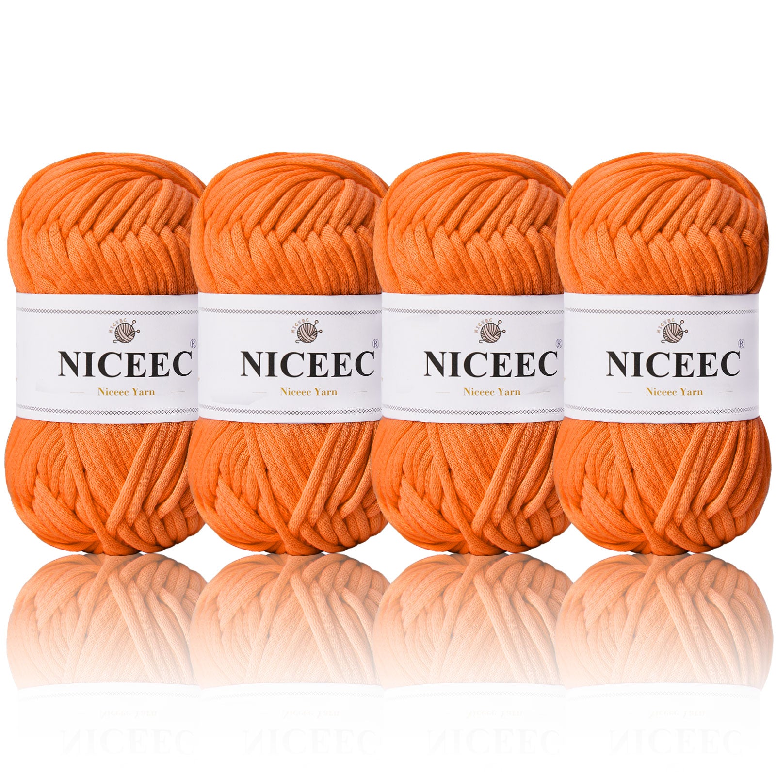 NICEEC 4 Skeins Crochet Yarn Soft Knitting Yarn for Beginners Cotton-Nylon Blend Yarn Easy-Use Yarn for Starters Crochet Kit Making Yarn for DIY Craft Total Length 4×55yds(4×1.76oz)