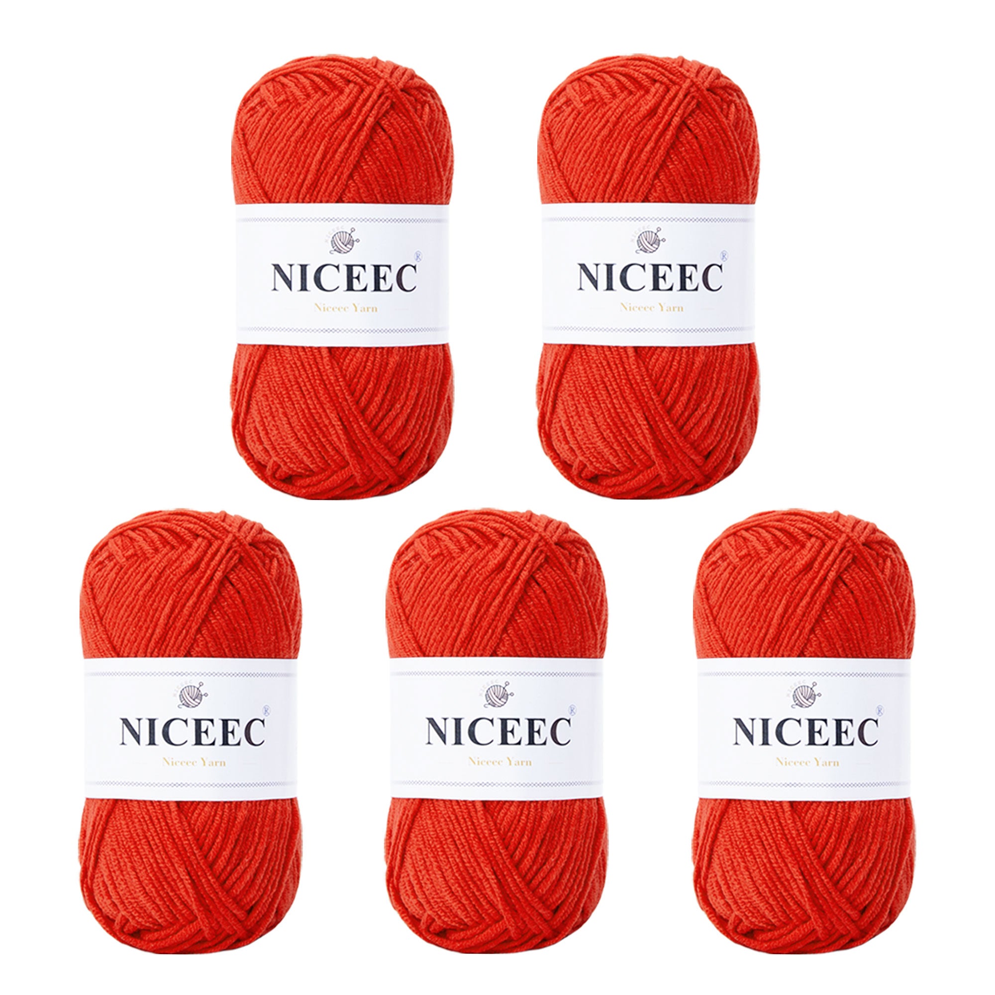 NICEEC 5 Skeins Cotton Blend Yarn Soft Yarn for Crocheting Baby Blanket Yarn for Knitting Easy Use 4 Ply Yarn Multicolored Yarn for DIY Craft