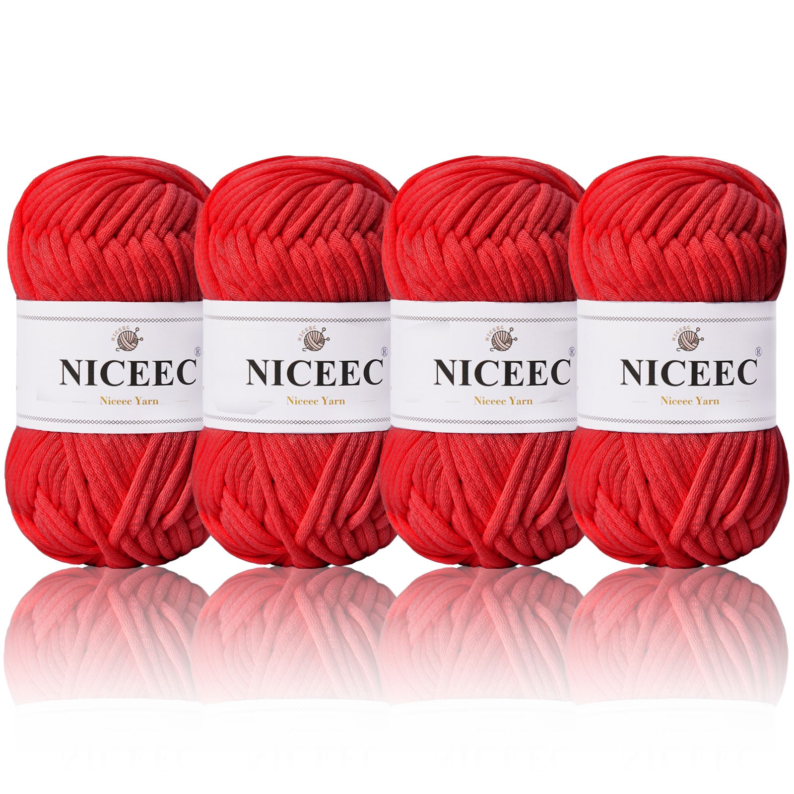 NICEEC 4 Skeins Crochet Yarn Soft Knitting Yarn for Beginners Cotton-Nylon Blend Yarn Easy-Use Yarn for Starters Crochet Kit Making Yarn for DIY Craft Total Length 4×55yds(4×1.76oz)