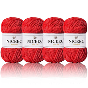 NICEEC 4 Skeins Crochet Yarn Soft Knitting Yarn for Beginners Cotton-Nylon Blend Yarn Easy-Use Yarn for Starters Crochet Kit Making Yarn for DIY Craft Total Length 4×55yds(4×1.76oz)