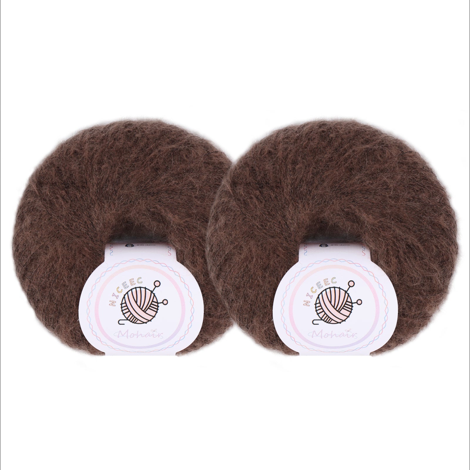 NICEEC 2 Skeins Soft Mohair Yarn, Fluffy & Fuzzy, Luxurious & Thin, Slik Wool Blend Yarn for Crochet & Knitting