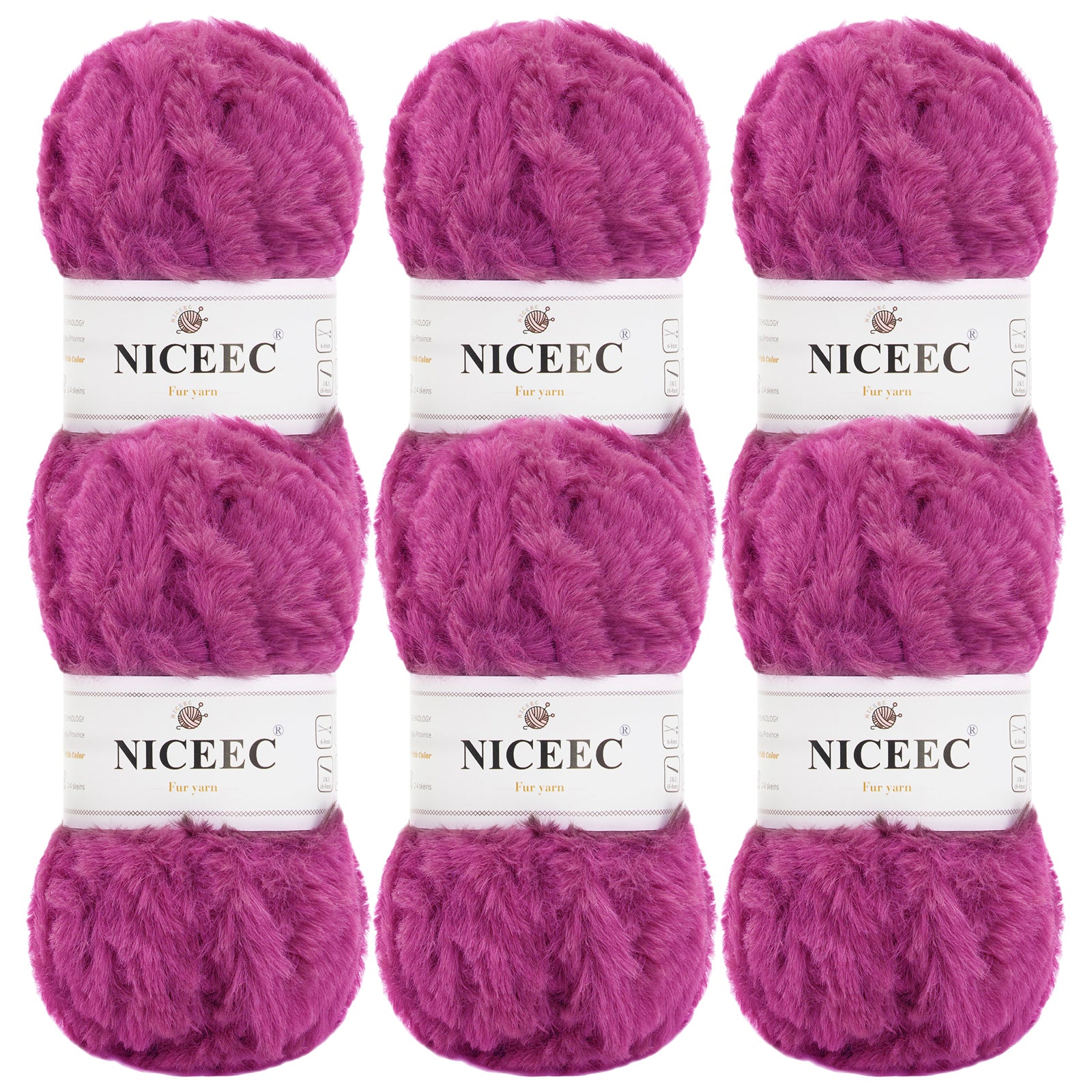 NICEEC - 2 madejas de hilo de pelo sintético supersuave, grueso y esponjoso, para tejer a crochet - Longitud total: 2 x 32 m (2 x 35 yardas, 50 g x 2) 
