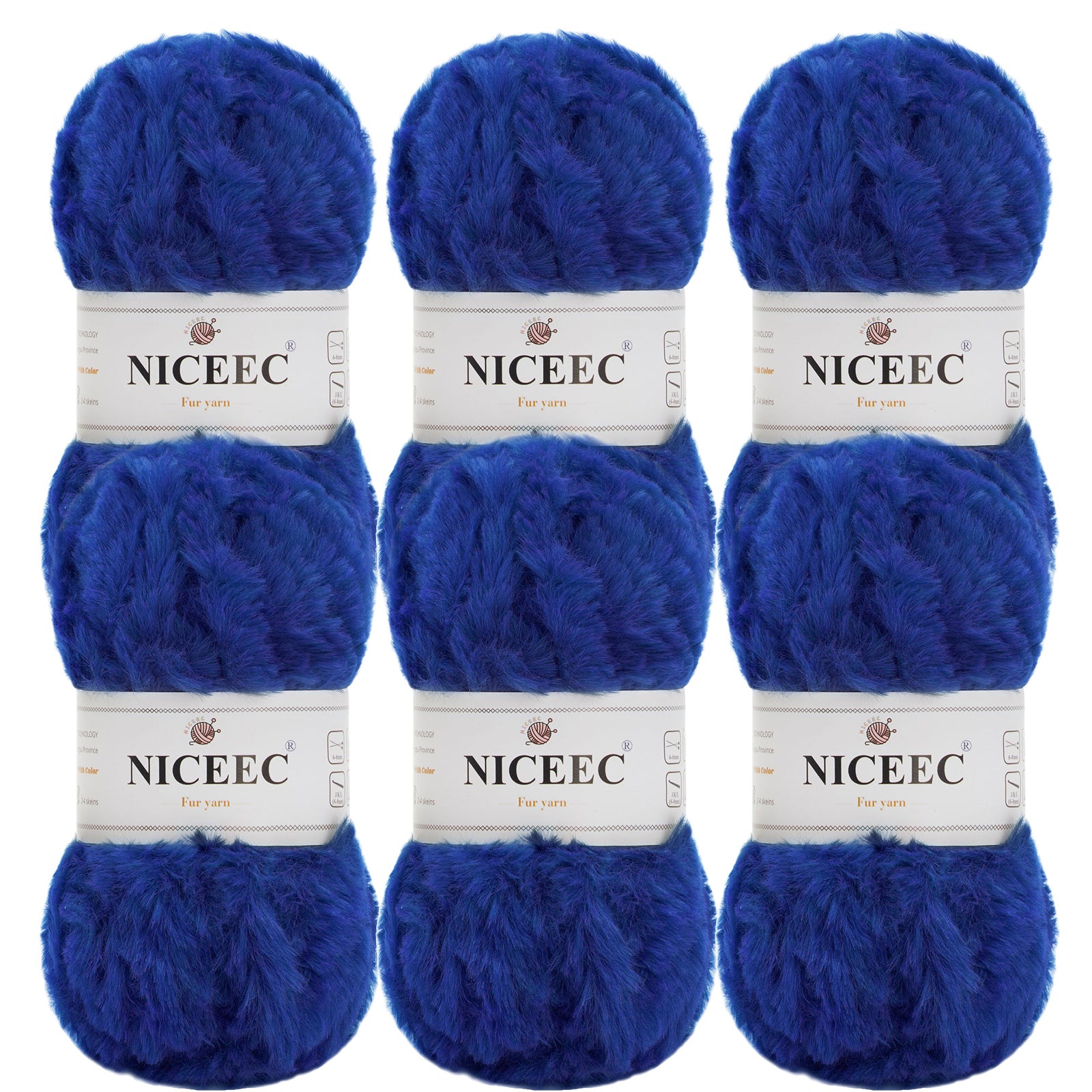 NICEEC - 2 madejas de hilo de pelo sintético supersuave, grueso y esponjoso, para tejer a crochet - Longitud total: 2 x 32 m (2 x 35 yardas, 50 g x 2) 