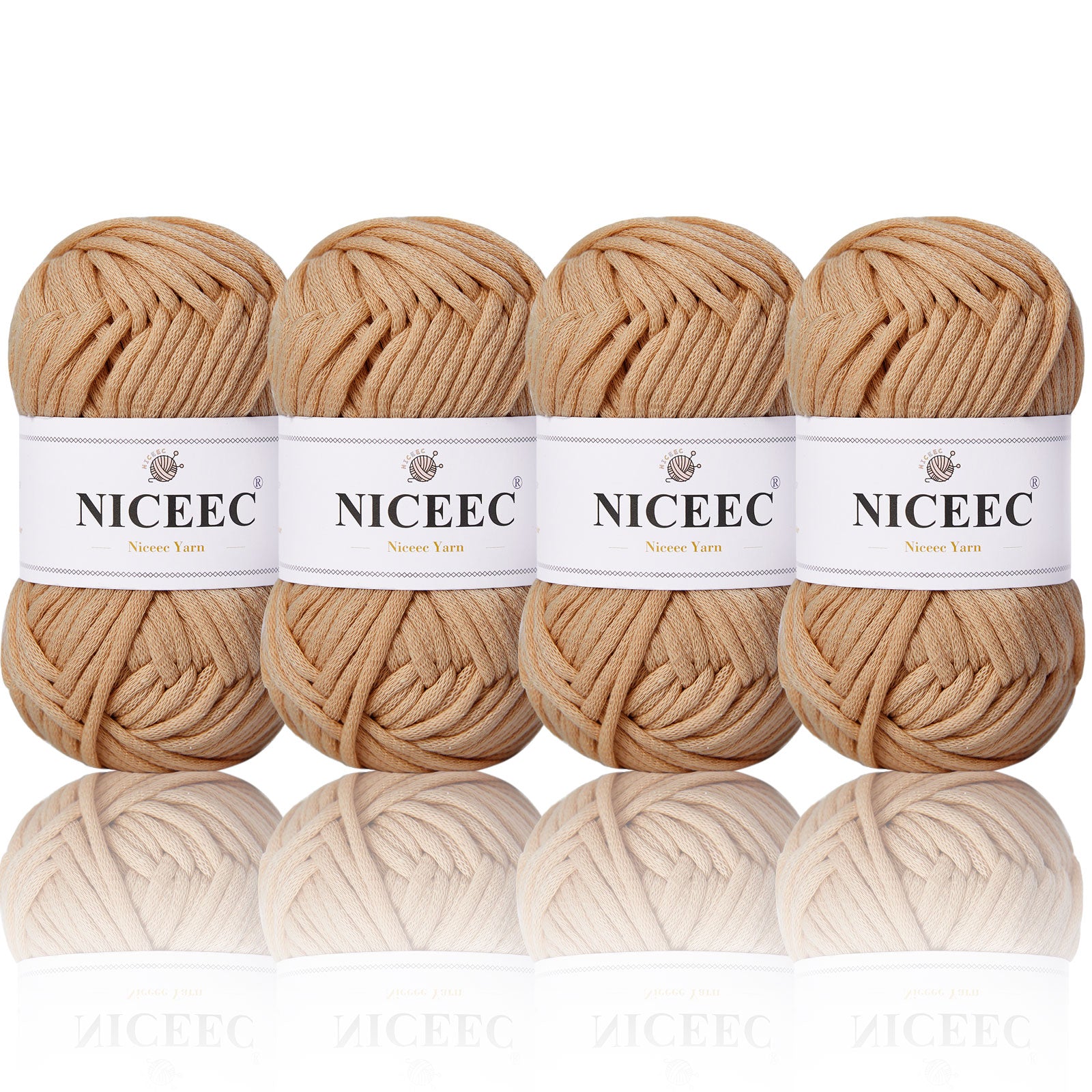 NICEEC 4 Skeins Crochet Yarn Soft Knitting Yarn for Beginners Cotton-Nylon Blend Yarn Easy-Use Yarn for Starters Crochet Kit Making Yarn for DIY Craft Total Length 4×55yds(4×1.76oz)