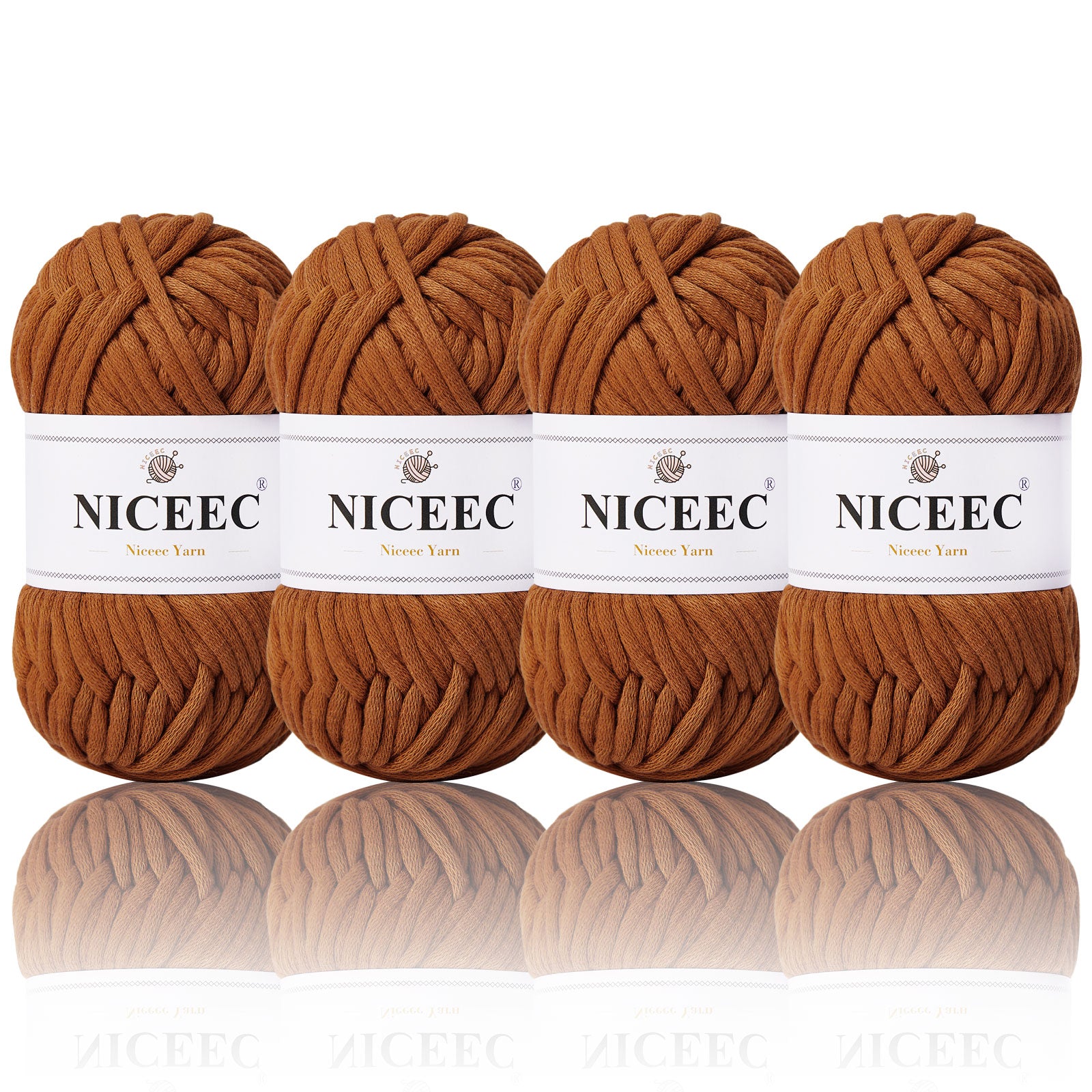 NICEEC 4 Skeins Crochet Yarn Soft Knitting Yarn for Beginners Cotton-Nylon Blend Yarn Easy-Use Yarn for Starters Crochet Kit Making Yarn for DIY Craft Total Length 4×55yds(4×1.76oz)