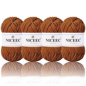 NICEEC 4 Skeins Crochet Yarn Soft Knitting Yarn for Beginners Cotton-Nylon Blend Yarn Easy-Use Yarn for Starters Crochet Kit Making Yarn for DIY Craft Total Length 4×55yds(4×1.76oz)