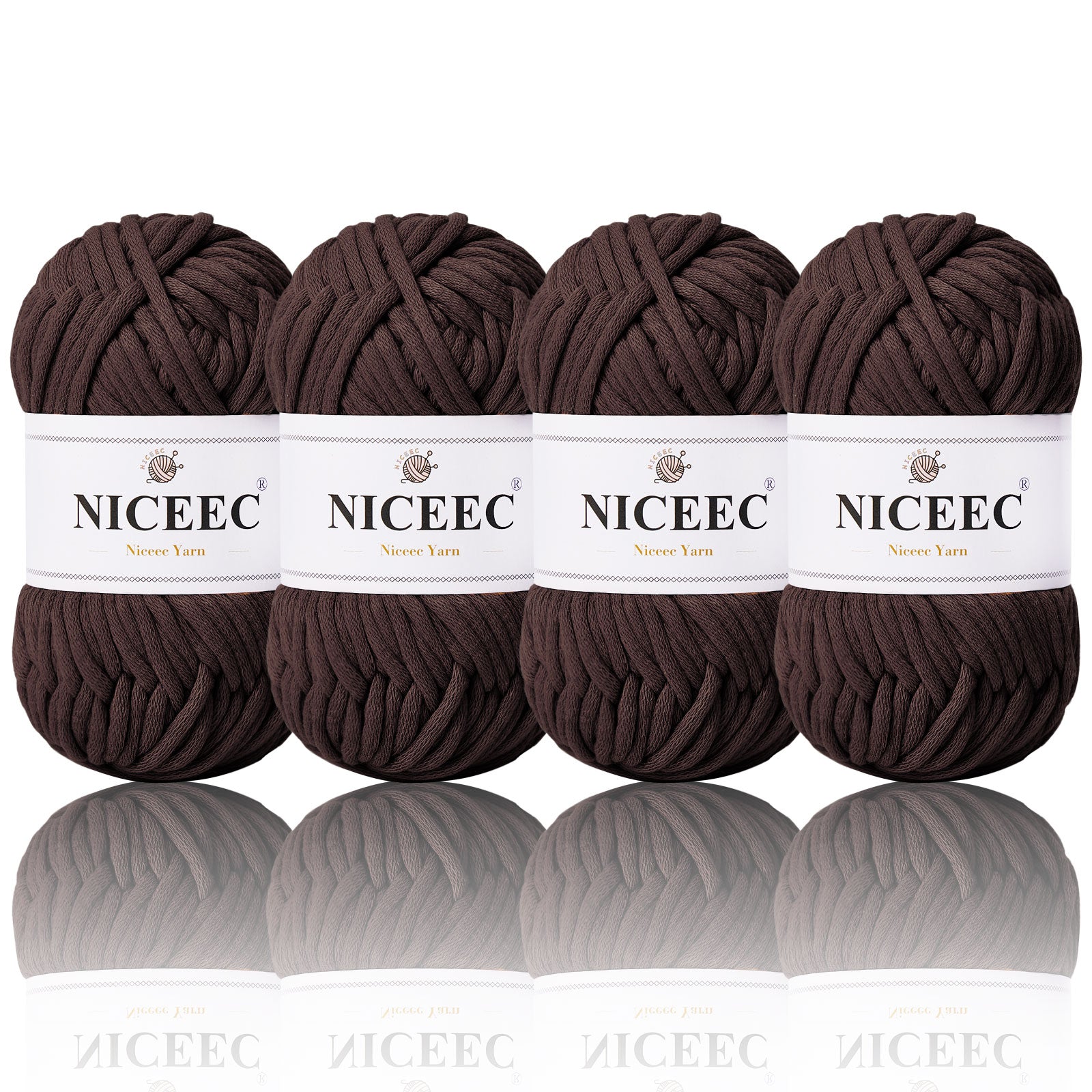 NICEEC 4 Skeins Crochet Yarn Soft Knitting Yarn for Beginners Cotton-Nylon Blend Yarn Easy-Use Yarn for Starters Crochet Kit Making Yarn for DIY Craft Total Length 4×55yds(4×1.76oz)