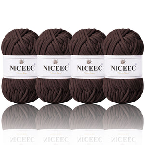 NICEEC 4 Skeins Crochet Yarn Soft Knitting Yarn for Beginners Cotton-Nylon Blend Yarn Easy-Use Yarn for Starters Crochet Kit Making Yarn for DIY Craft Total Length 4×55yds(4×1.76oz)