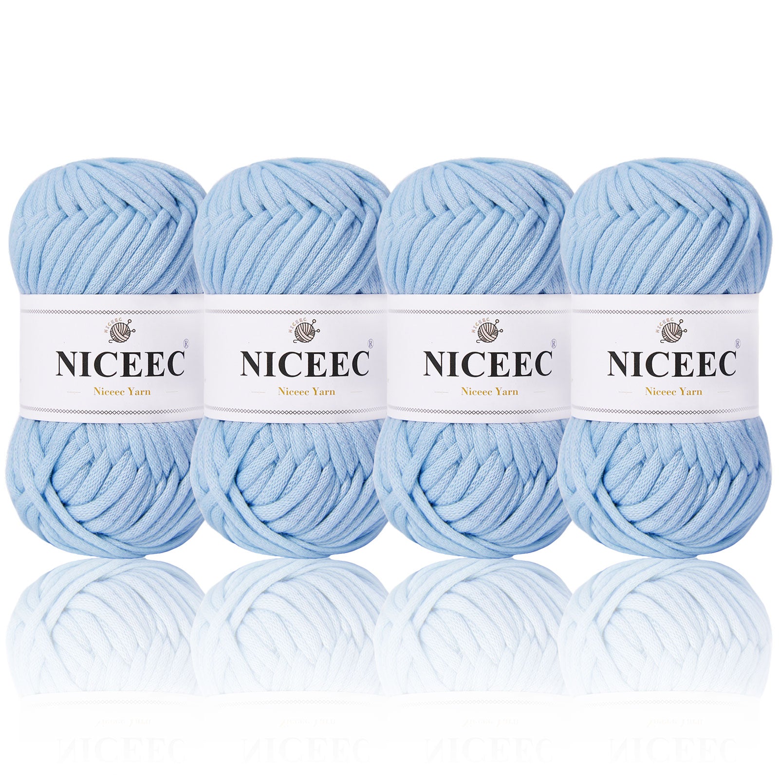 NICEEC 4 Skeins Crochet Yarn Soft Knitting Yarn for Beginners Cotton-Nylon Blend Yarn Easy-Use Yarn for Starters Crochet Kit Making Yarn for DIY Craft Total Length 4×55yds(4×1.76oz)