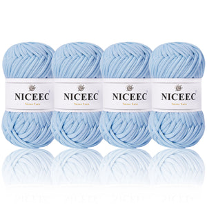 NICEEC 4 Skeins Crochet Yarn Soft Knitting Yarn for Beginners Cotton-Nylon Blend Yarn Easy-Use Yarn for Starters Crochet Kit Making Yarn for DIY Craft Total Length 4×55yds(4×1.76oz)