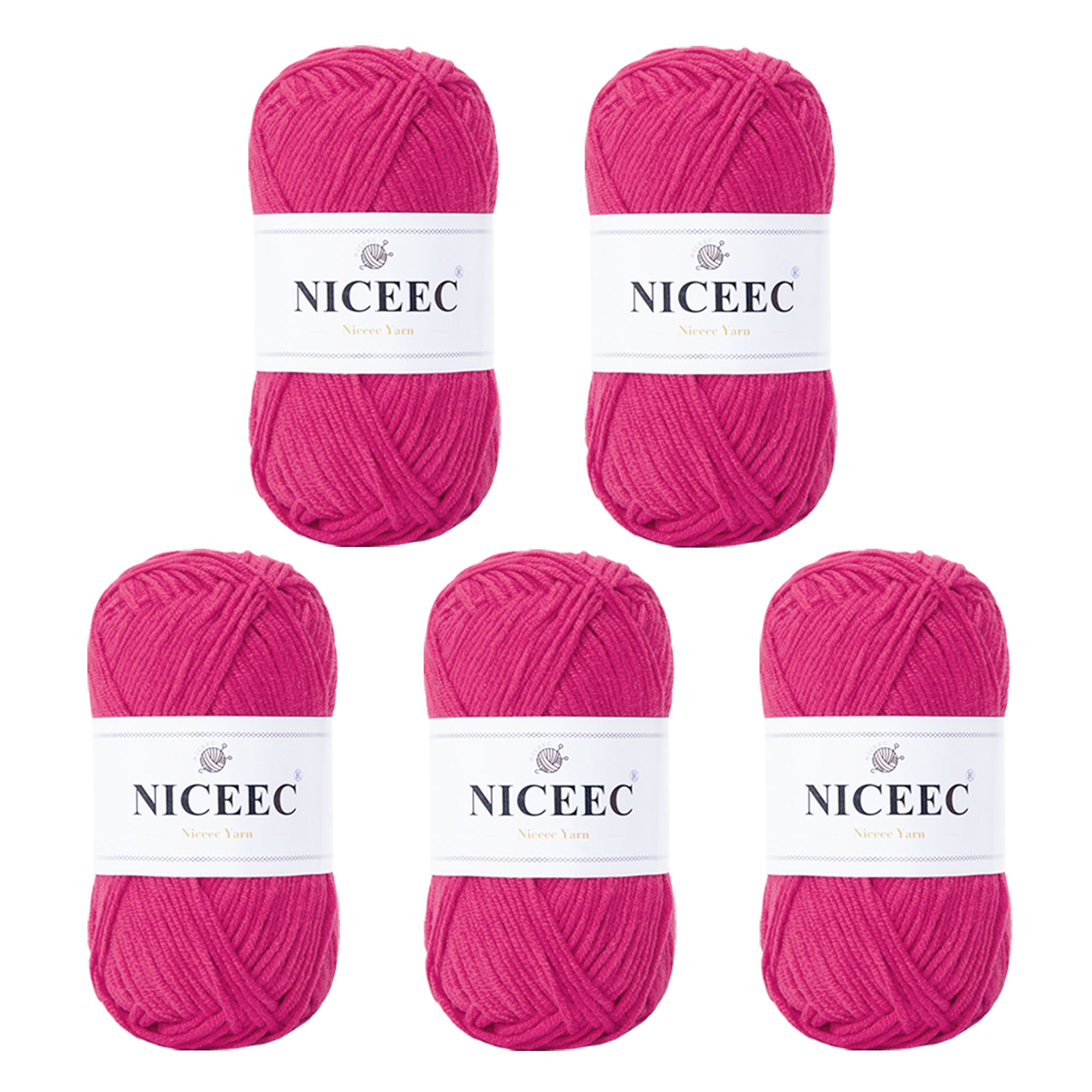 NICEEC 5 Skeins Cotton Blend Yarn Soft Yarn for Crocheting Baby Blanket Yarn for Knitting Easy Use 4 Ply Yarn Multicolored Yarn for DIY Craft