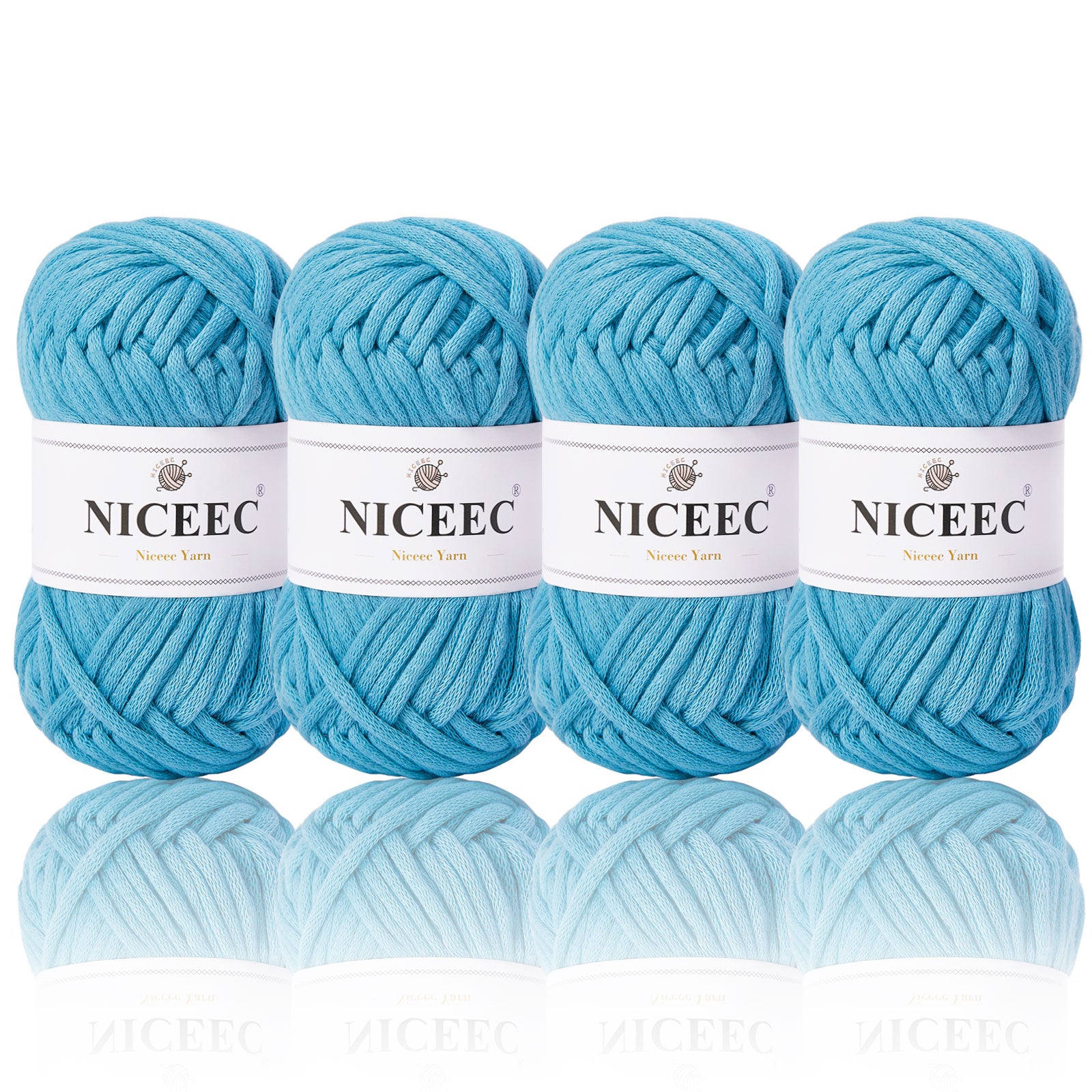 NICEEC 4 Skeins Crochet Yarn Soft Knitting Yarn for Beginners Cotton-Nylon Blend Yarn Easy-Use Yarn for Starters Crochet Kit Making Yarn for DIY Craft Total Length 4×55yds(4×1.76oz)