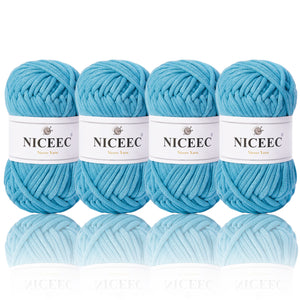 NICEEC 4 Skeins Crochet Yarn Soft Knitting Yarn for Beginners Cotton-Nylon Blend Yarn Easy-Use Yarn for Starters Crochet Kit Making Yarn for DIY Craft Total Length 4×55yds(4×1.76oz)