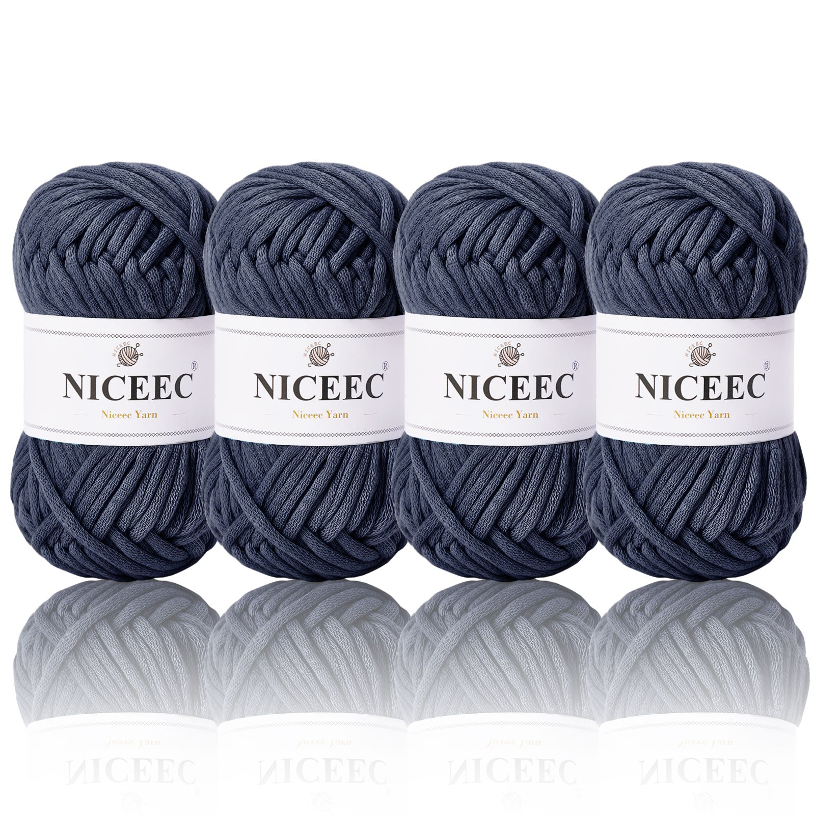 NICEEC 4 Skeins Crochet Yarn Soft Knitting Yarn for Beginners Cotton-Nylon Blend Yarn Easy-Use Yarn for Starters Crochet Kit Making Yarn for DIY Craft Total Length 4×55yds(4×1.76oz)