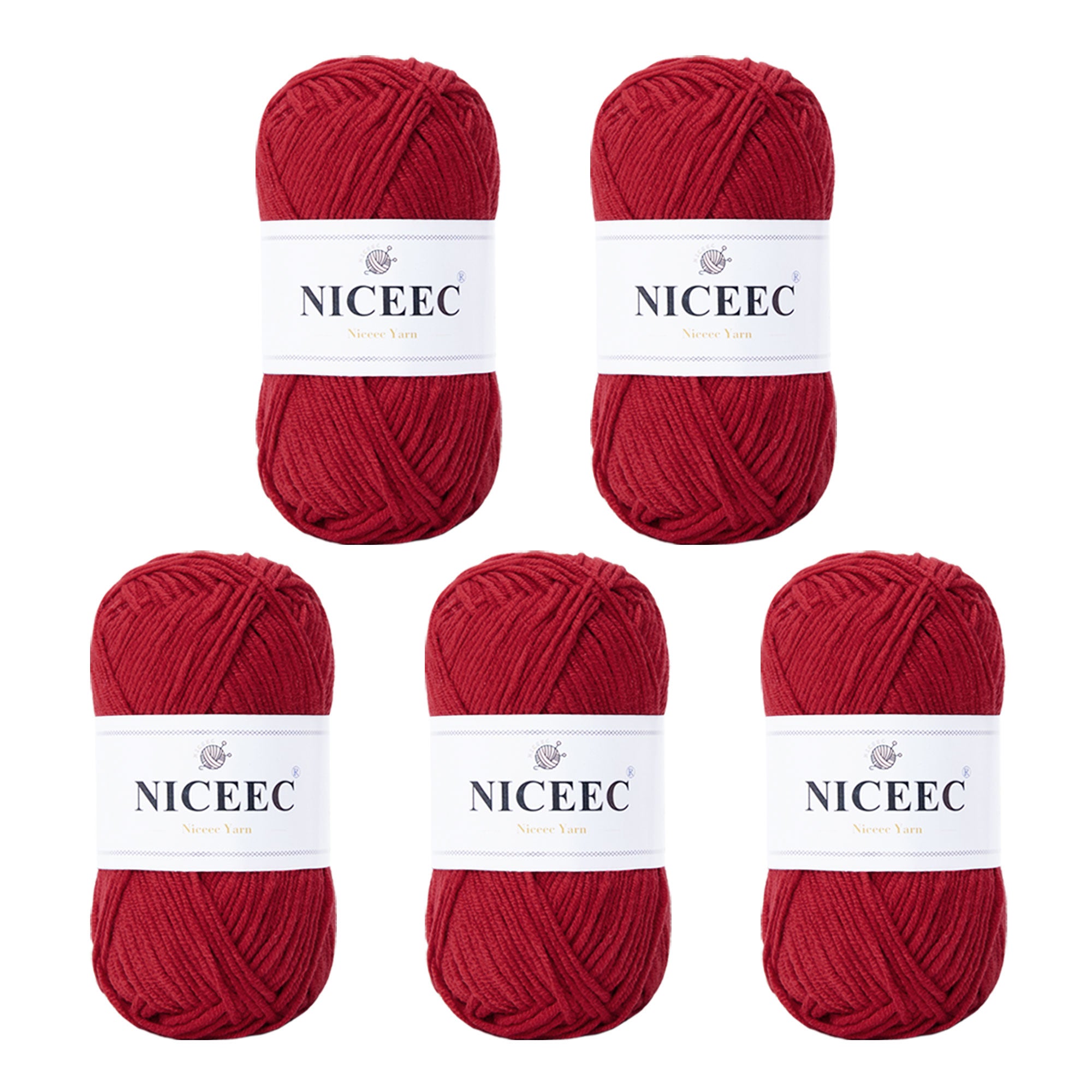 NICEEC 5 Skeins Cotton Blend Yarn Soft Yarn for Crocheting Baby Blanket Yarn for Knitting Easy Use 4 Ply Yarn Multicolored Yarn for DIY Craft