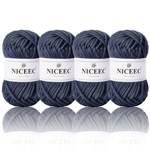 NICEEC 4 Skeins Crochet Yarn Soft Knitting Yarn for Beginners Cotton-Nylon Blend Yarn Easy-Use Yarn for Starters Crochet Kit Making Yarn for DIY Craft Total Length 4×55yds(4×1.76oz)