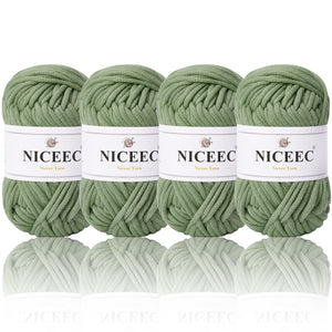NICEEC 4 Skeins Crochet Yarn Soft Knitting Yarn for Beginners Cotton-Nylon Blend Yarn Easy-Use Yarn for Starters Crochet Kit Making Yarn for DIY Craft Total Length 4×55yds(4×1.76oz)