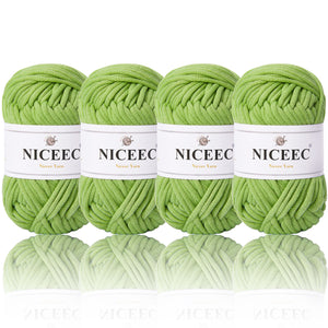 NICEEC 4 Skeins Crochet Yarn Soft Knitting Yarn for Beginners Cotton-Nylon Blend Yarn Easy-Use Yarn for Starters Crochet Kit Making Yarn for DIY Craft Total Length 4×55yds(4×1.76oz)