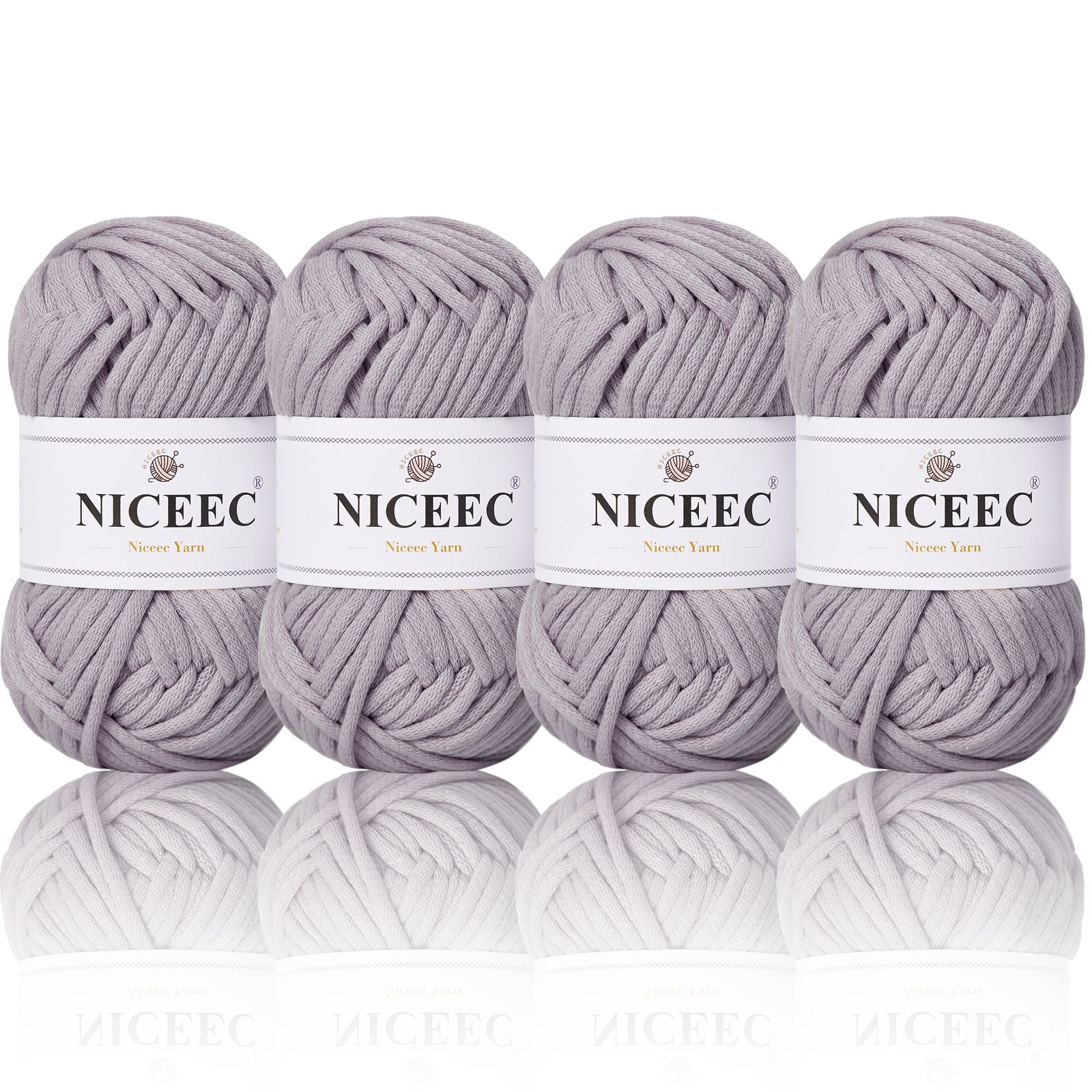 NICEEC 4 Skeins Crochet Yarn Soft Knitting Yarn for Beginners Cotton-Nylon Blend Yarn Easy-Use Yarn for Starters Crochet Kit Making Yarn for DIY Craft Total Length 4×55yds(4×1.76oz)