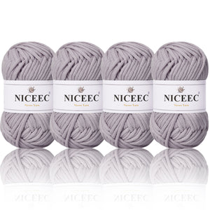 NICEEC 4 Skeins Crochet Yarn Soft Knitting Yarn for Beginners Cotton-Nylon Blend Yarn Easy-Use Yarn for Starters Crochet Kit Making Yarn for DIY Craft Total Length 4×55yds(4×1.76oz)