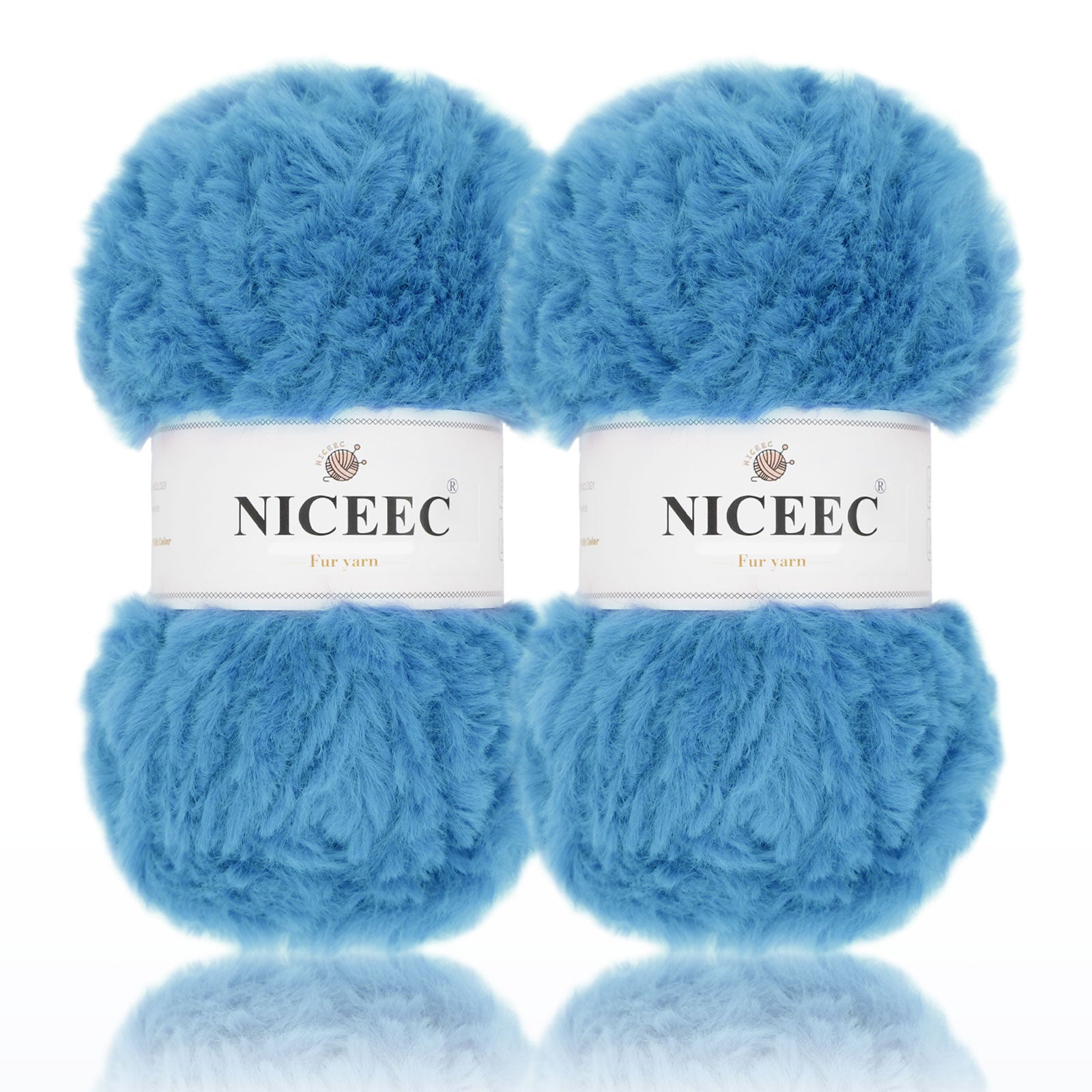 NICEEC - 2 madejas de hilo de pelo sintético supersuave, grueso y esponjoso, para tejer a crochet - Longitud total: 2 x 32 m (2 x 35 yardas, 50 g x 2) 