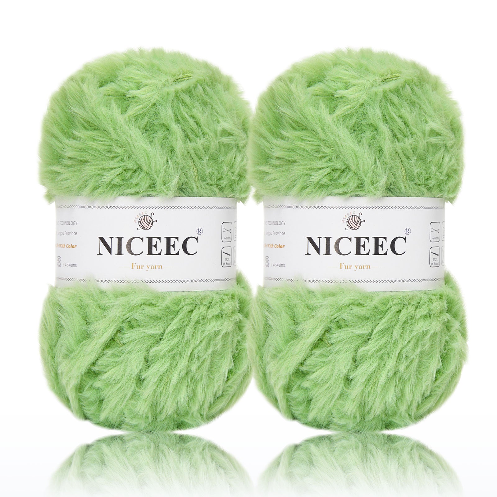 NICEEC - 2 madejas de hilo de pelo sintético supersuave, grueso y esponjoso, para tejer a crochet - Longitud total: 2 x 32 m (2 x 35 yardas, 50 g x 2) 