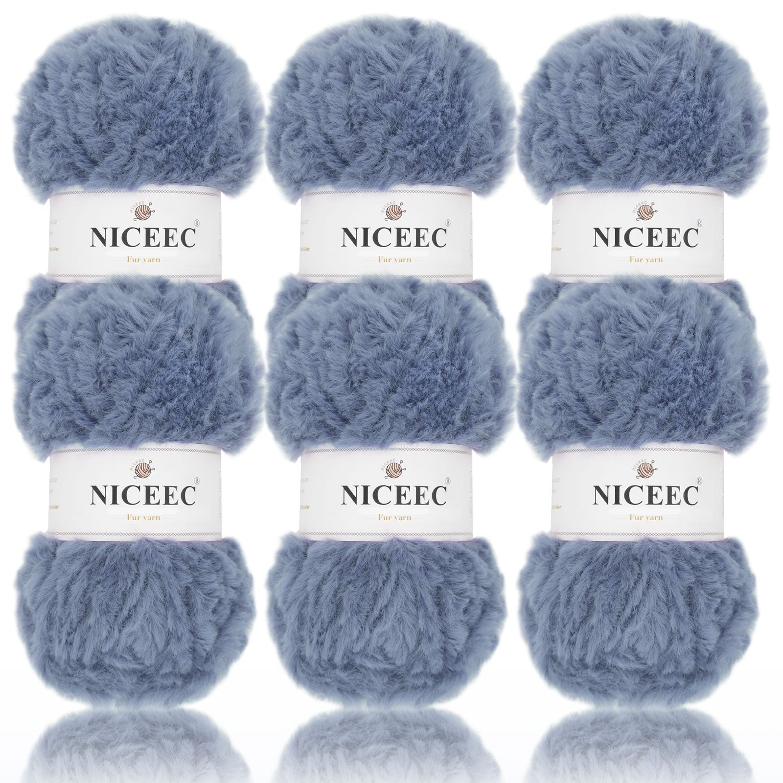 NICEEC - 2 madejas de hilo de pelo sintético supersuave, grueso y esponjoso, para tejer a crochet - Longitud total: 2 x 32 m (2 x 35 yardas, 50 g x 2) 