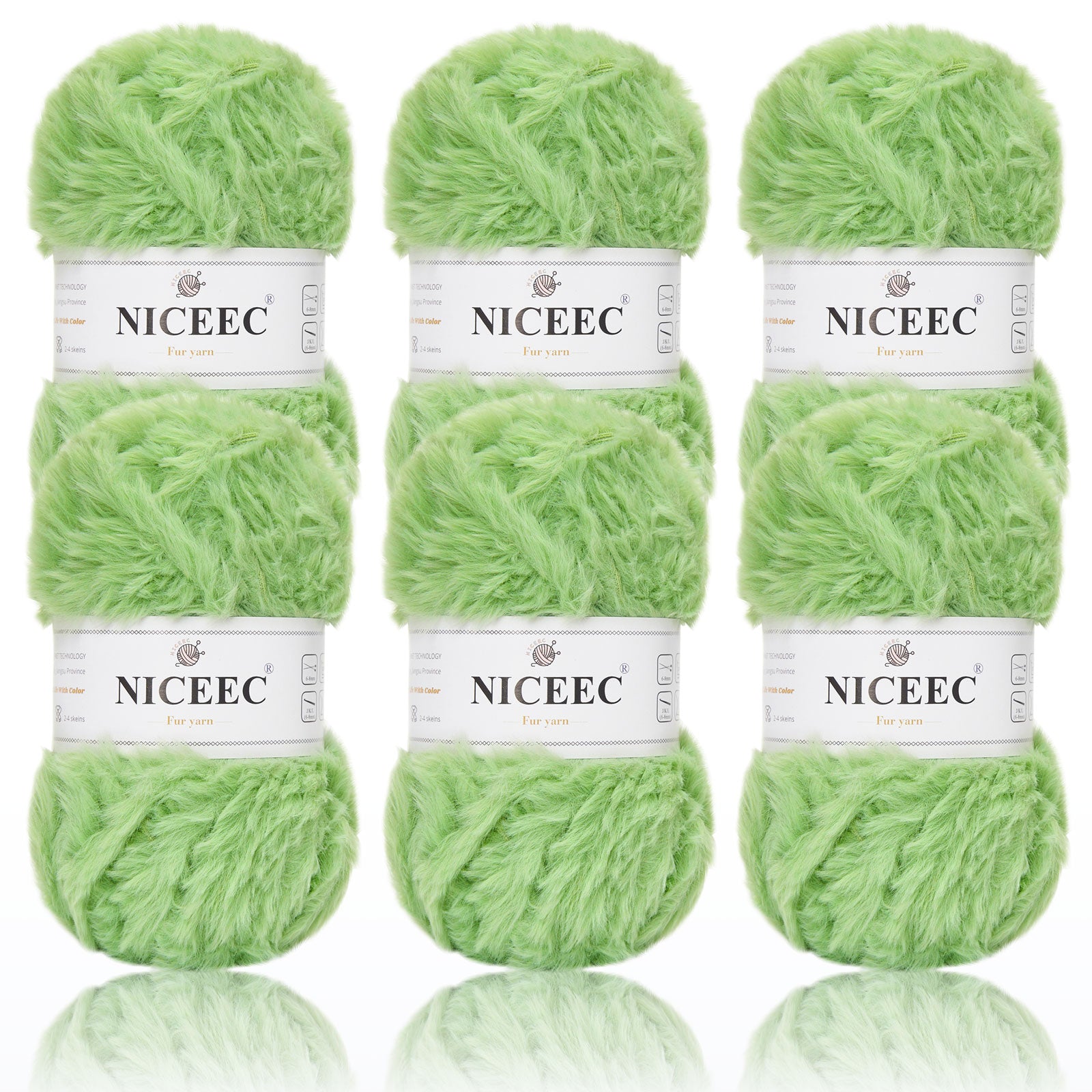 NICEEC - 2 madejas de hilo de pelo sintético supersuave, grueso y esponjoso, para tejer a crochet - Longitud total: 2 x 32 m (2 x 35 yardas, 50 g x 2) 