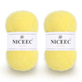 NICEEC 2 Skeins Long Pile Mohair Yarn, Fluffy & Fuzzy, Luxurious & Thin, Slik Wool Blend Yarn for Crochet & Knitting