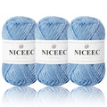 NICEEC 3 Skeins Wool-Bamboo Yarn(3x50g/3x110yds)