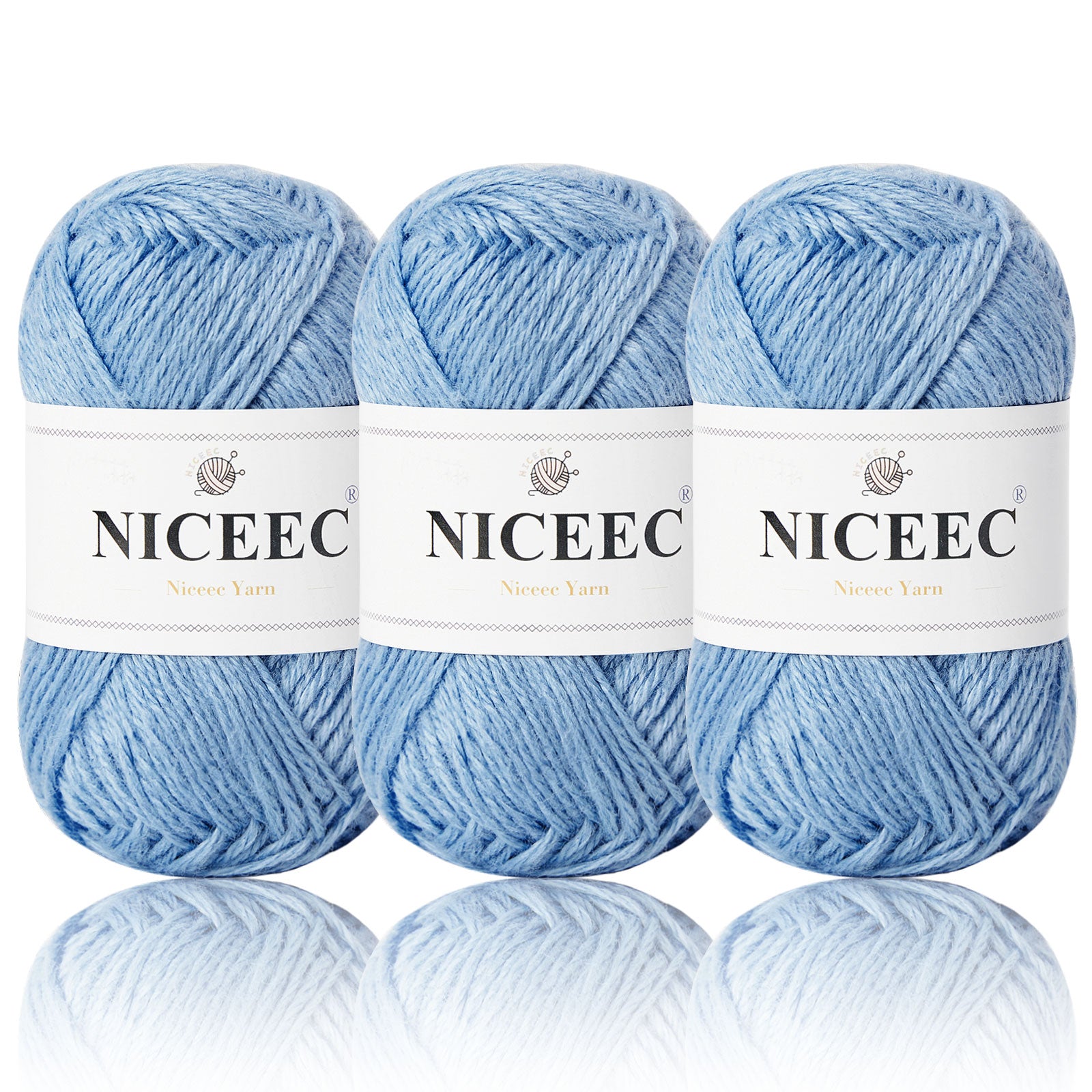 NICEEC 3 Skeins Wool-Bamboo Yarn(3x50g/3x110yds)