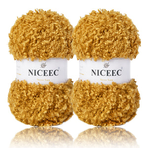 NICEEC 2 Skeins Teddy Fur Yarn Super Soft Yarn Chunky Fluffy Faux Fur Yarn Fuzzy Yarn Eyelash Yarn for Crochet Knit -Total Length 2×50m(2×55yds,3.53oz×2)