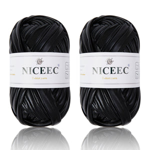 2 Skeins Fabric Cloth Yarn Metal T-Shirt Yarn for Crochet Knitting Soild Color Yarn for Hand DIY Craft Bag Basket Cushion-Totle Length 2×32yds