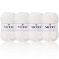 NICEEC 4 Skeins Soft Cotton-Nylon Blend Yarn for Crochet & Knitting - Easy-Use, Beginner Friendly, DIY Craft Yarn - Total Length 220yds (7.1oz)