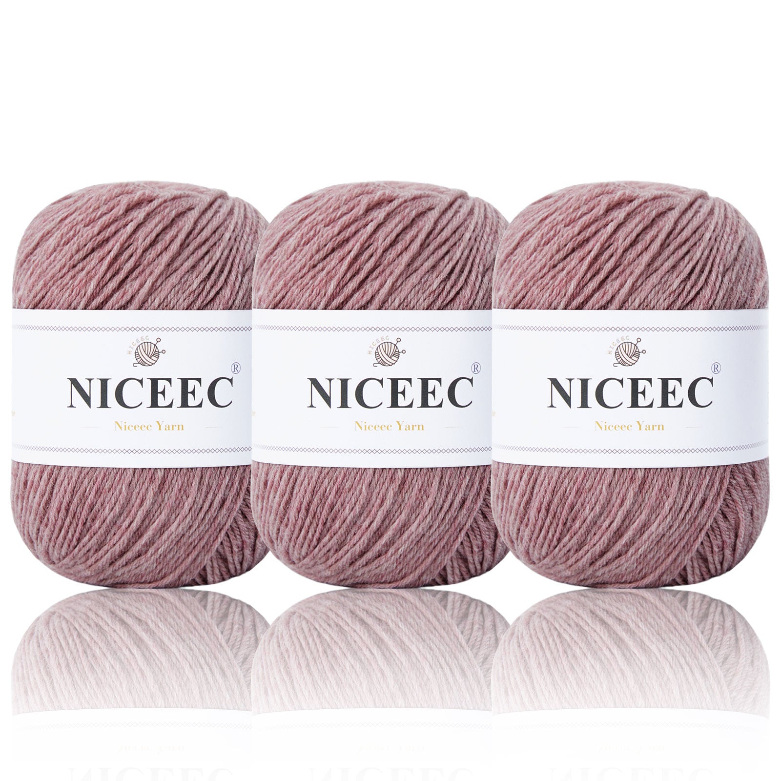 NICEEC 4 Skeins Soft Merino Wool Yarn - Soft & Warm, Finger Weight, Woolen Yarn for Crochet & Knitting