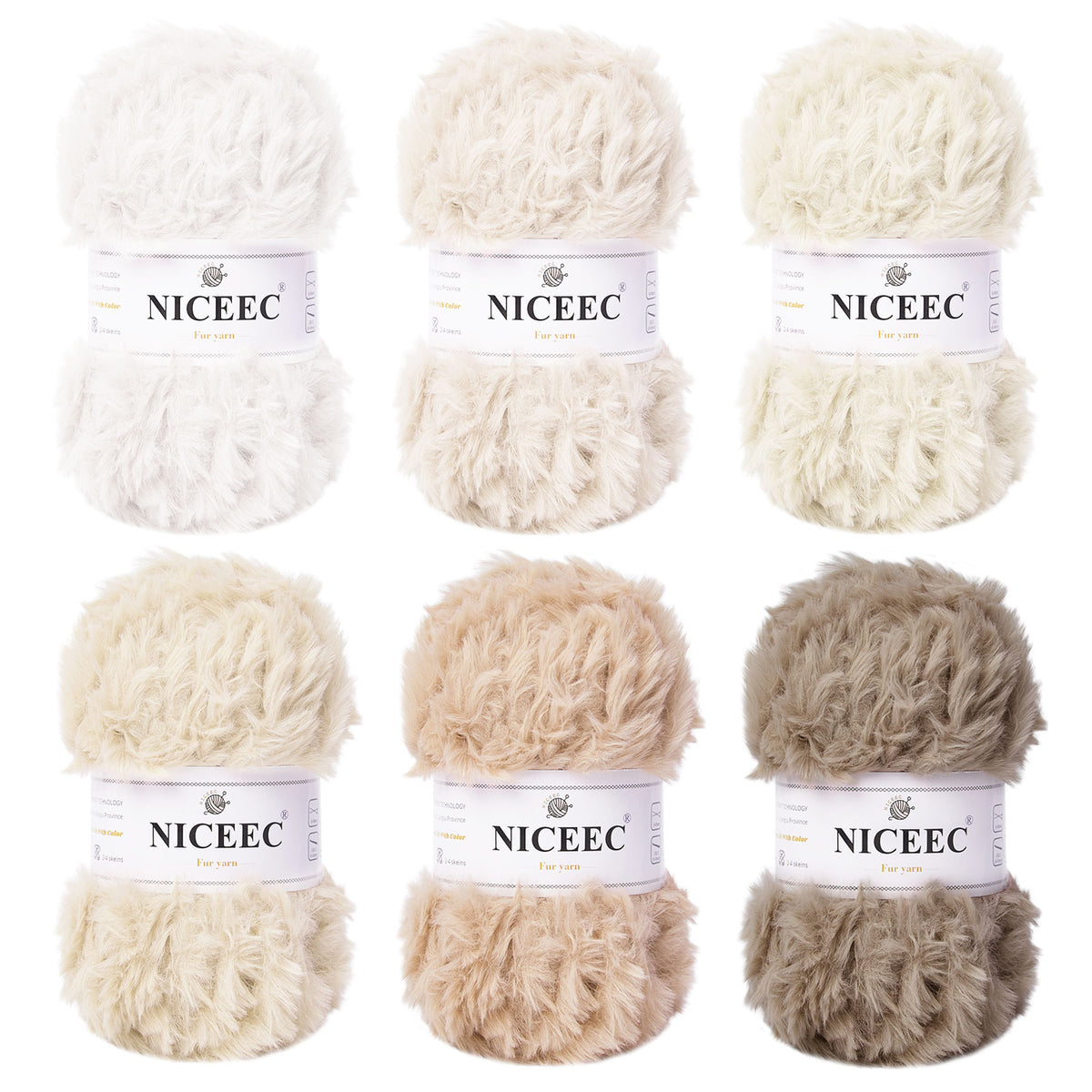 NICEEC - 2 madejas de hilo de pelo sintético supersuave, grueso y esponjoso, para tejer a crochet - Longitud total: 2 x 32 m (2 x 35 yardas, 50 g x 2) 
